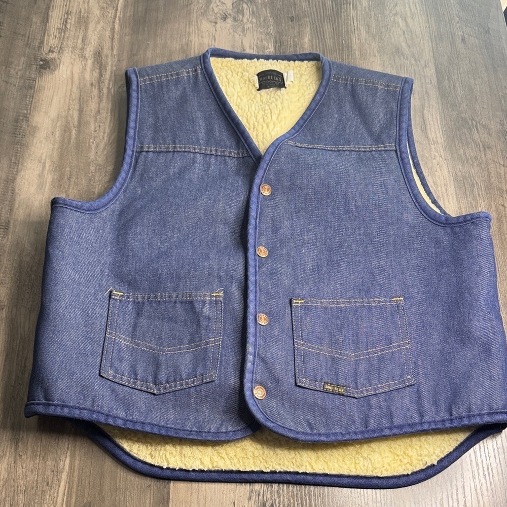 Vintage Roebucks Denim Vest with Sherpa Lining